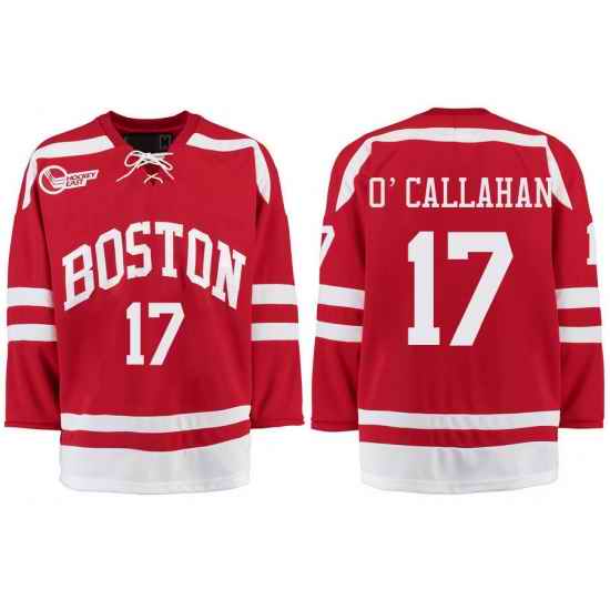 Boston University Terriers BU 17 Jack OCallahan Red Stitched Hockey Jersey